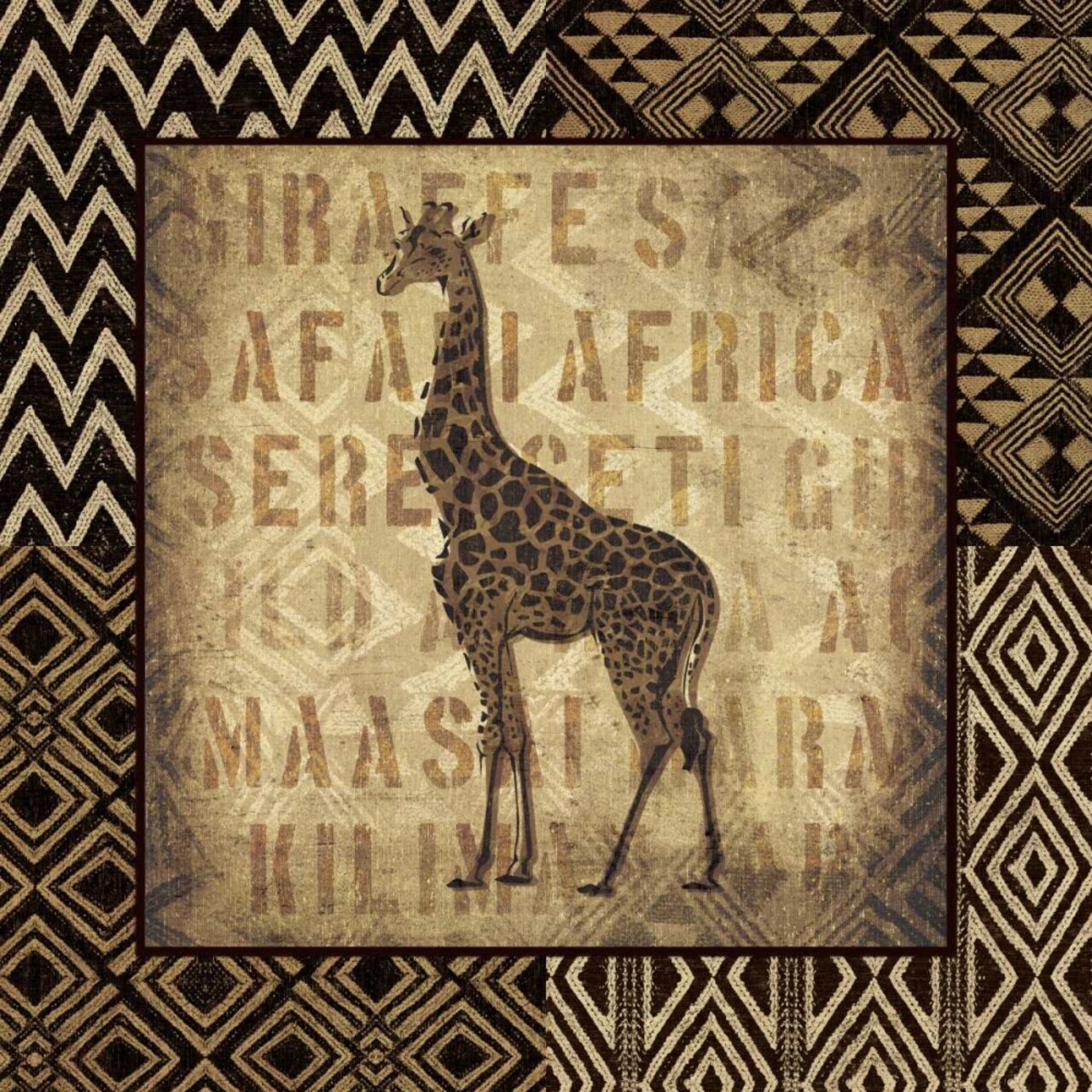 African Wild Giraffe Border Poster Print by Wild Apple Portfolio - Item # VARPDX16468